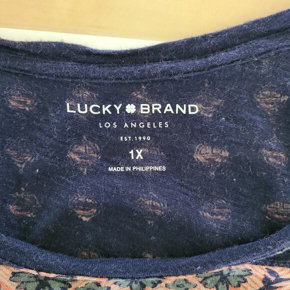 Lucky‎ Brand Women's Persian Carpet Print Tee Shirt Size 1X T-Shirt Cotton Modal - Picture 9 of 12